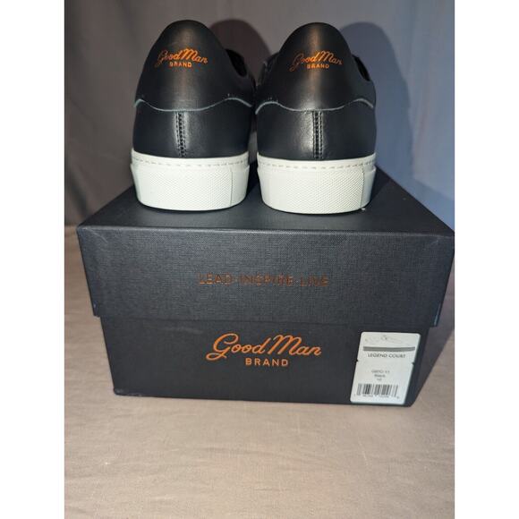Good Man Brand shoes size 10 black Legend Court Napa Italy Leather Suede Sneaker - Picture 2 of 16